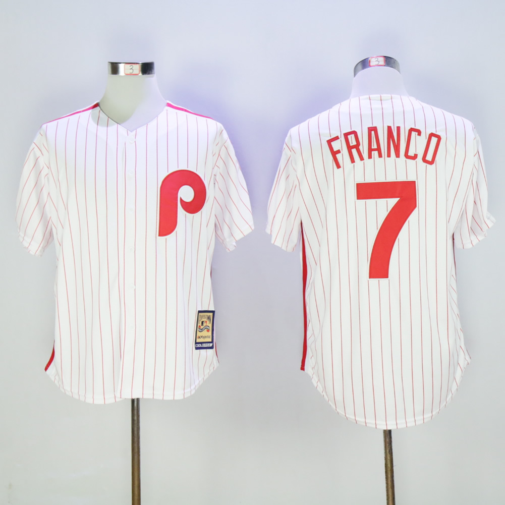 Men Philadelphia Phillies #7 Franco White Throwback Game MLB Jerseys